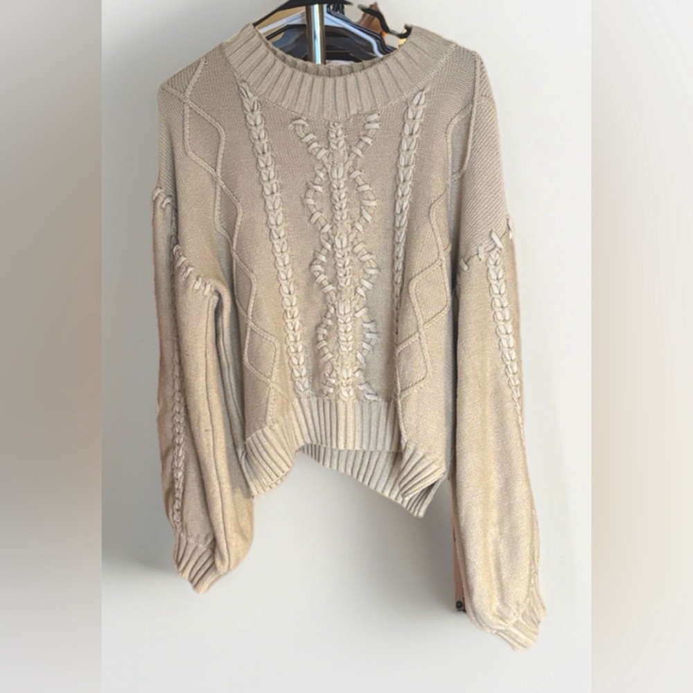 Cleobella Beige Cable Knit Sweater